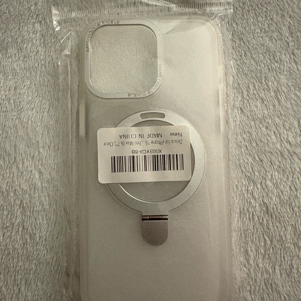 Elegant Silver Phone Case with Rotating Ring